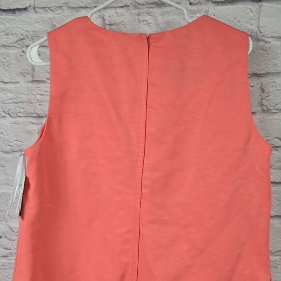 David's Bridal Short Shift Dress Lace Appliques Coral Bridesmaid Formal Prom NWT - Picture 10 of 12